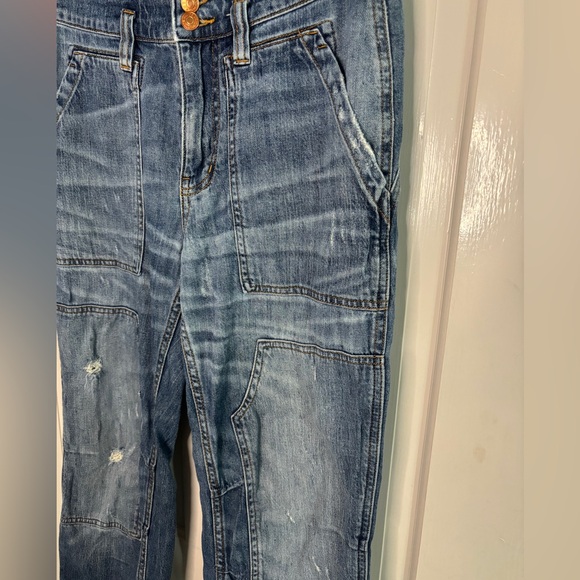 Anthropologie Pilcro The Wanderer Relaxed-Leg Jeans in a Blue Distressed Wash - Picture 4 of 6